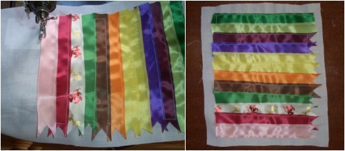 Sewing the Last Ribbon to finish the Block. 2002 9